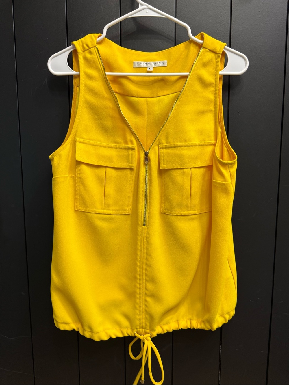 Trina Turk Bright Yellow Sleeveless Zip-Front Utility Tank